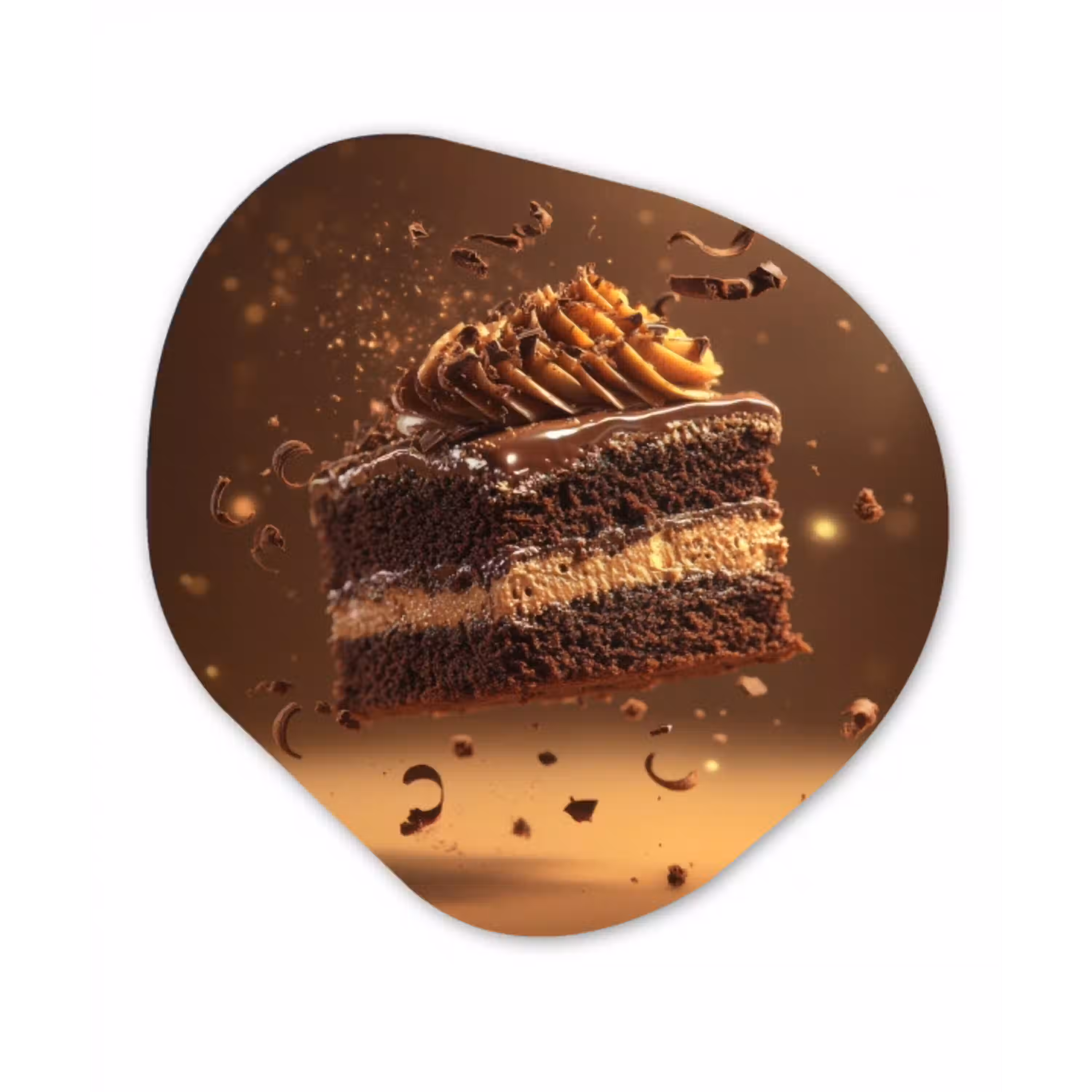 Taart - Chocolade - Eten - Brownie Wandcirkel Organisch Aluminium middel -3d