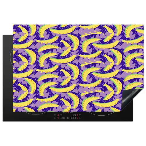 Bananen - Bladeren - Paars Inductie beschermer vinyl 3mm klein 276 -3d