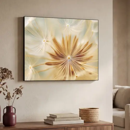 Paardenbloem - Beige - Abstract - Modern - Natuur Textielframe zwart klein -sfeer3
