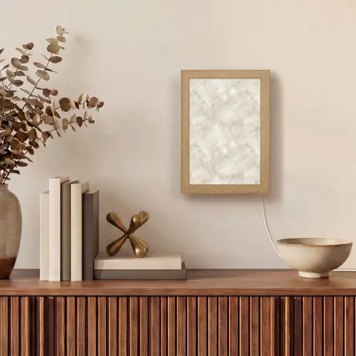 Lichtbeige - Goudbruine Nerven - Marmer Light Box met kabel (Tafellamp) klein 925 -sfeer2