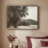 Eiland - Palmboom - Zee Textielframe zwart klein -sfeer1