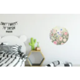 Bloemen - Tuin - Natuur - Kleurrijk Wandcirkel aluminium klein -kinderkamer