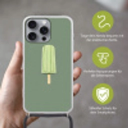 Groen - Waterijsje - Stokje - Illustratie Hoesje iPhone 16 Pro Max met koord klein -sfeer2_DE