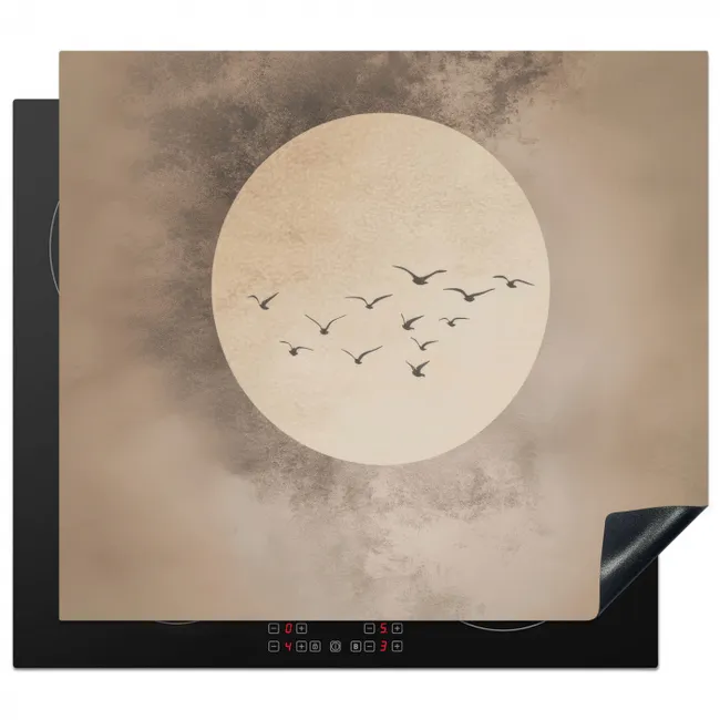 Vogel - Beige - Japandi Inductie beschermer vinyl 3mm middel -3d