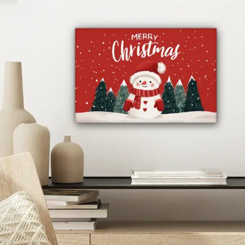 Kerstgroet - Sneeuw - Rood canvas 2cm klein -sfeer6