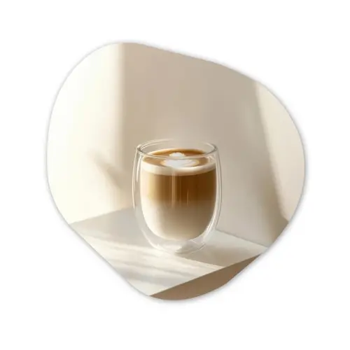 Mok - Latte - Minimalistisch - Schaduw Wandcirkel Organisch Aluminium middel -3d