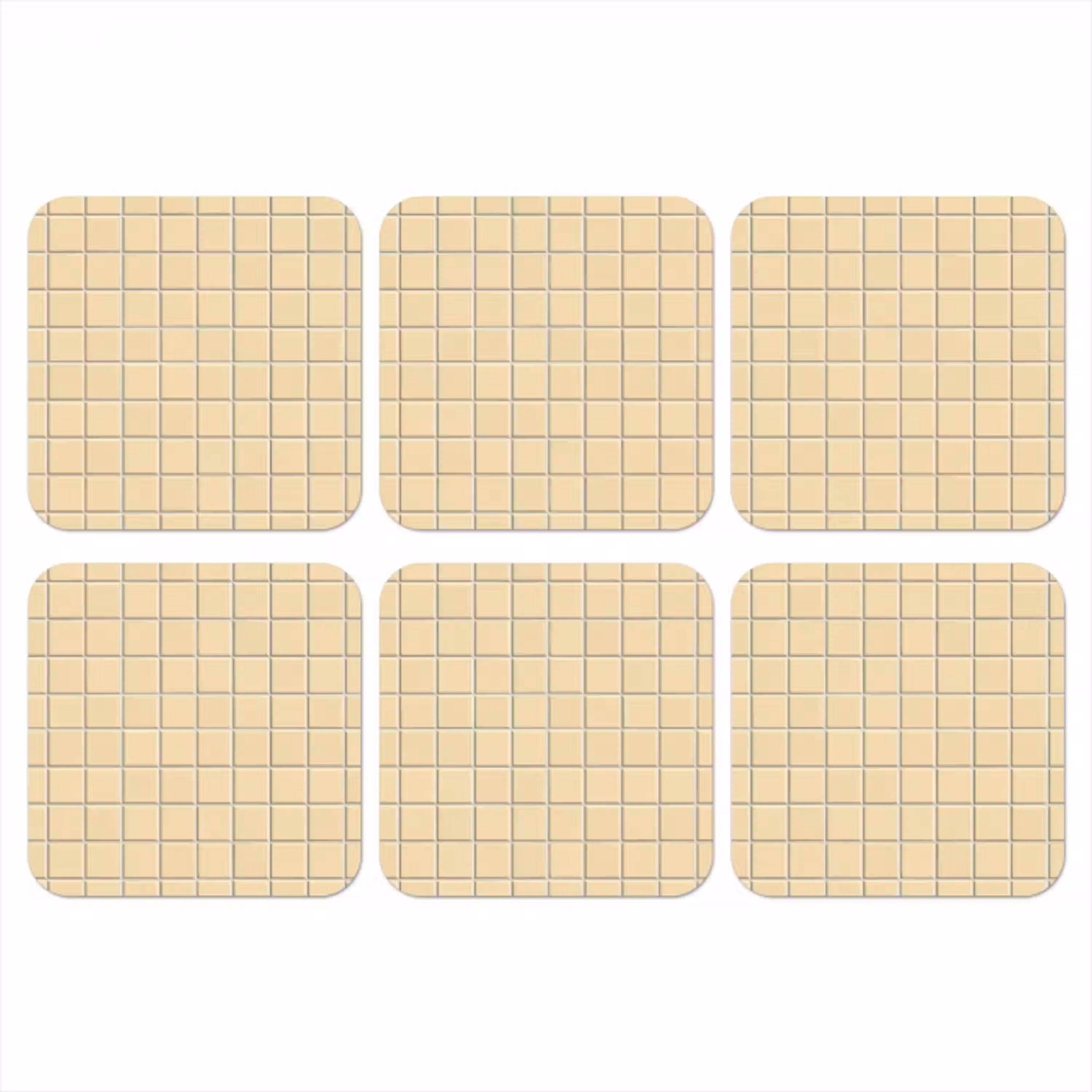 Tegels - Patroon - Crème onderzetter kurk middel 366 -3d
