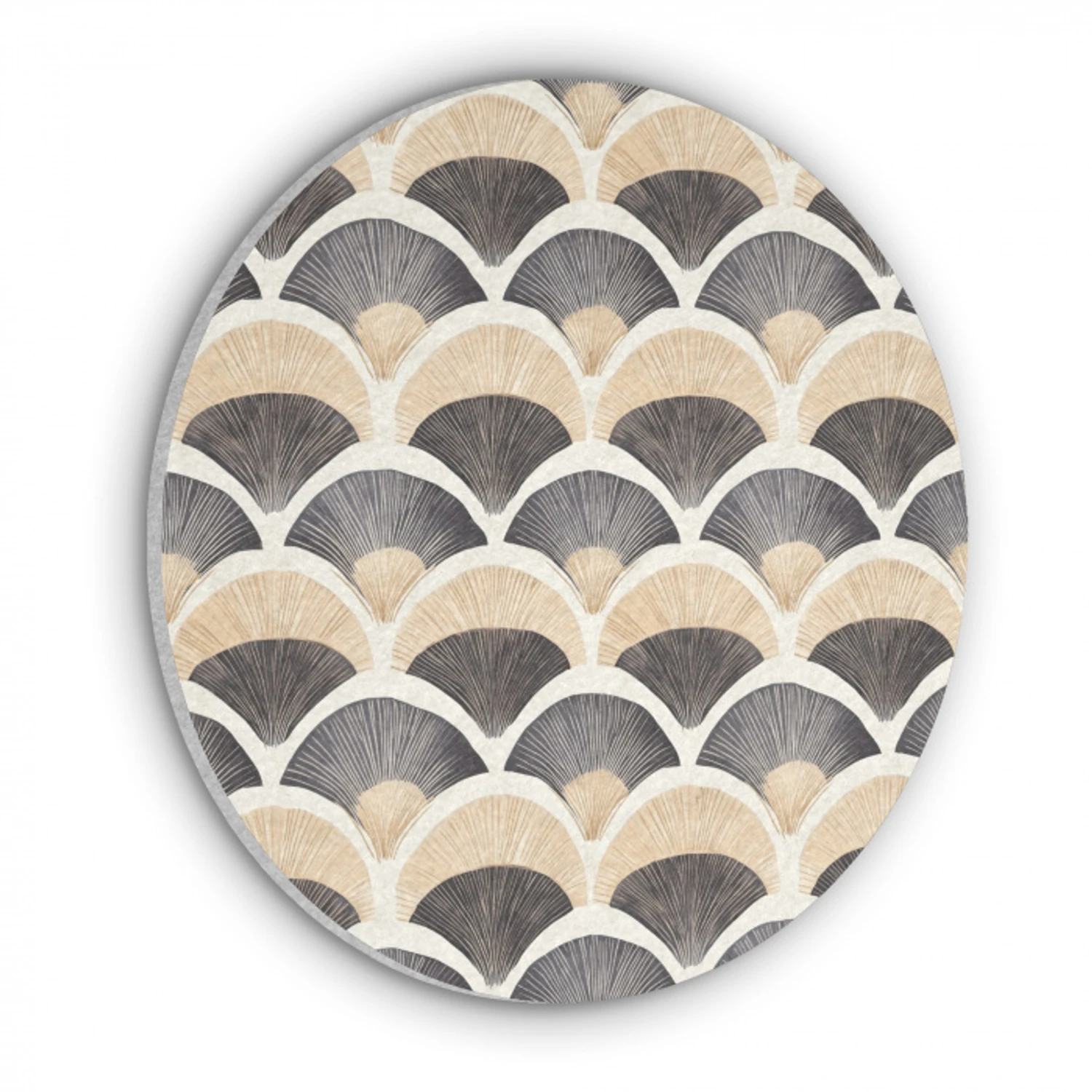 Waaier - Patroon - Zwart - Beige Akoestische PET Vilt - Rond klein 838 -3d