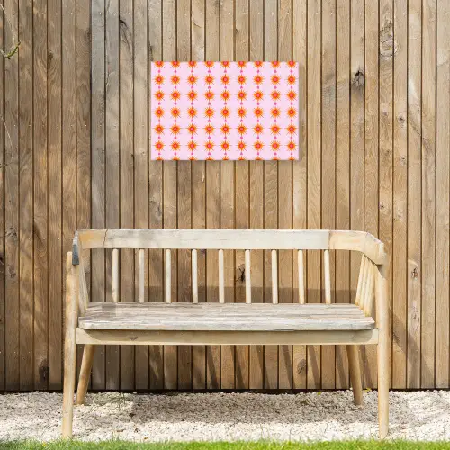 Zon - Motief - Roze Tuinposter op houten frame 2 cm dik klein 845 -sfeer4