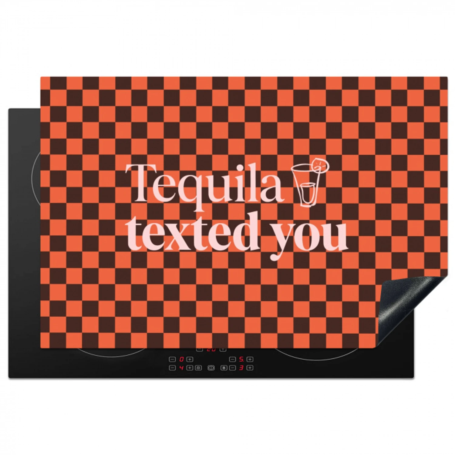 Tequila texted you - Glas - Vierkanten - Oranje Inductie beschermer vinyl 3mm klein -3d