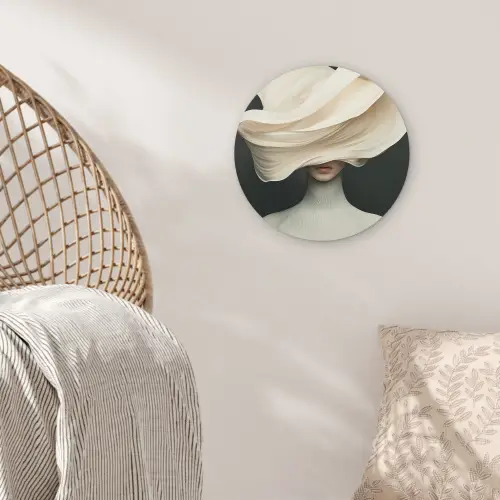 Vrouw - Beige - hoed Wandcirkel plexiglas klein -sfeer5