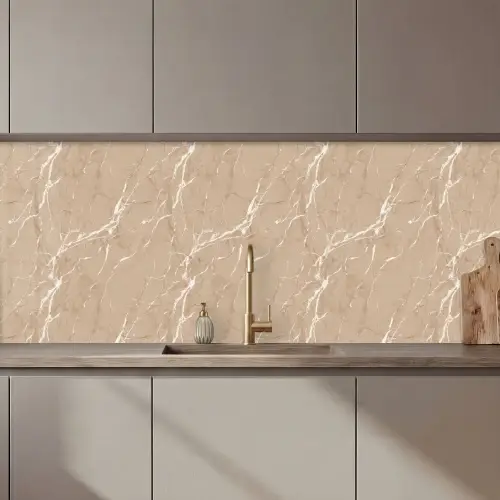 Beige - Marmer - Organisch - Wit keuken achterwand 2 middel 871 zz_3dshopping