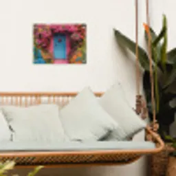 Bloemen - Deur - Roze tuinposter los doek klein -sfeer7