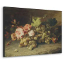 Fruit - Stilleven met druiven - Oude meesters Textielframe zwart klein -3d
