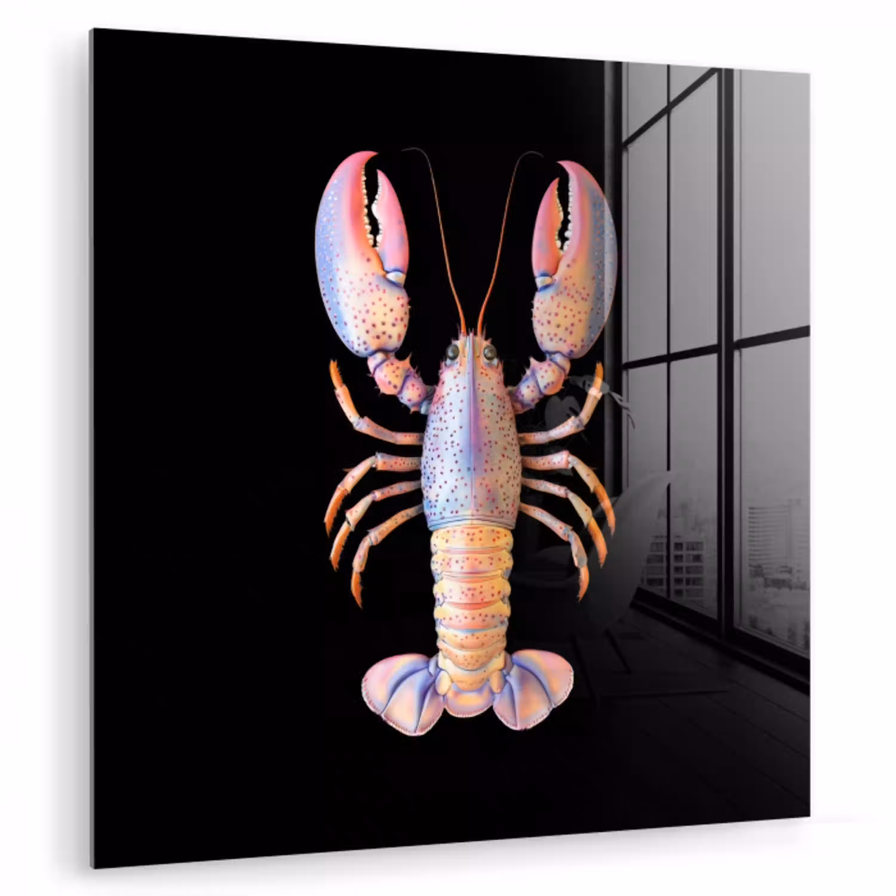 Kreeft - Roze - Zacht - Zwart plexiglas 5mm klein -zzzproduct_nieuw