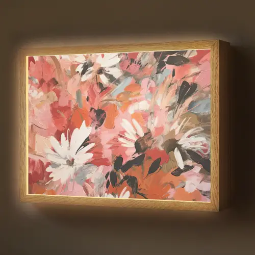Bloemen - Kunst - Abstract - Verf Light Box met batterij (Wandlamp) middel -z3d_website