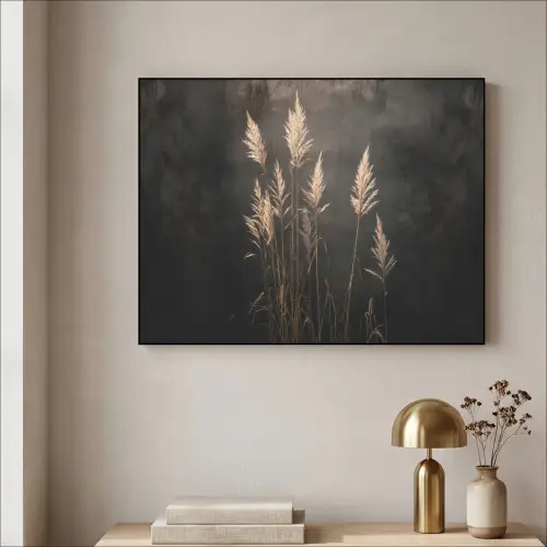 Siergras - Pluimen - Verlichting - Zwart Textielframe zwart klein -sfeer2