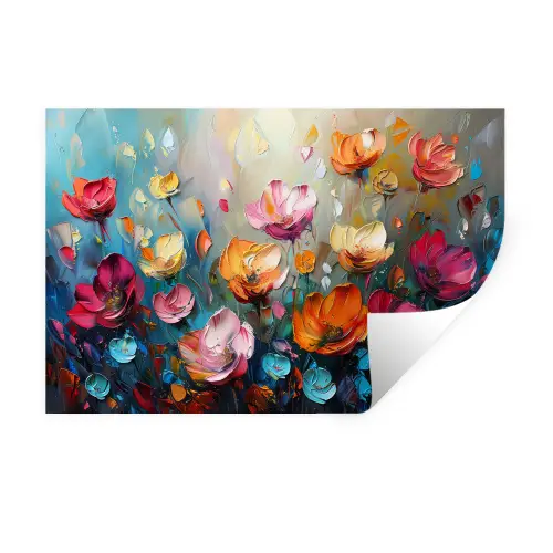 Klaprozen - Bloemen - Kunst - Botanisch Muursticker klein -3d