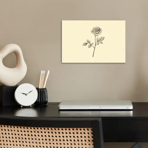 Illustratie - Zwart - Roos poster papier klein -sfeer1