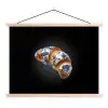Croissant - Bloemenpatroon - Delftsblauw textielposter latten blank klein -3d