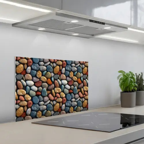 Pastel - Matte - Kiezels keuken achterwand spatscherm klein 900 -3d_schuin