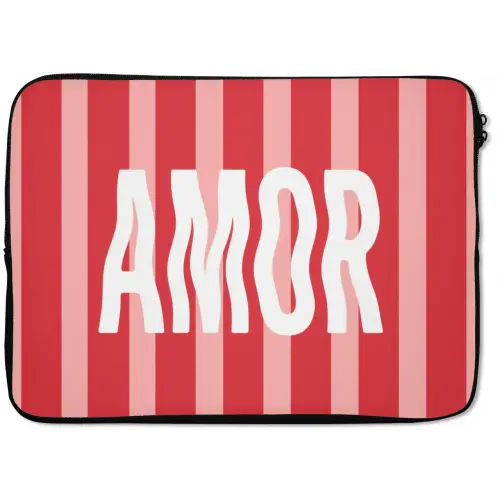 Amor - Strepen - Rood - Roze laptophoes neopreen klein -zkaufland3dotto