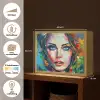 Gezicht - Vrouw - Olieverf - Kleurrijk - Kunst Light Box met batterij (Wandlamp) middel -USP_websiteoverzichtNL