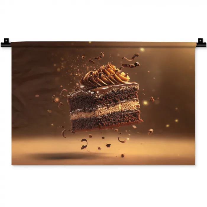 Taart - Chocolade - Eten - Brownie Wandkleed katoen klein -zz3d