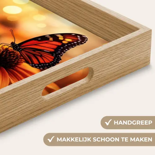 Vlinder - Bloemen - Oranje Dienblad Rechthoek middel -USP_HandgreepNL