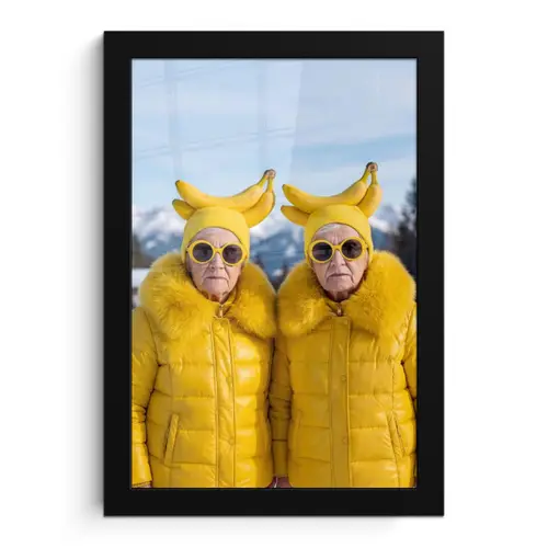 Vrouwen - Bananen - Geel fotolijst zwart zonder passe partout klein -3d