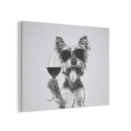 Hondje - Wijnglas - Zonnebril - Enthousiast PET vilt klein -3d