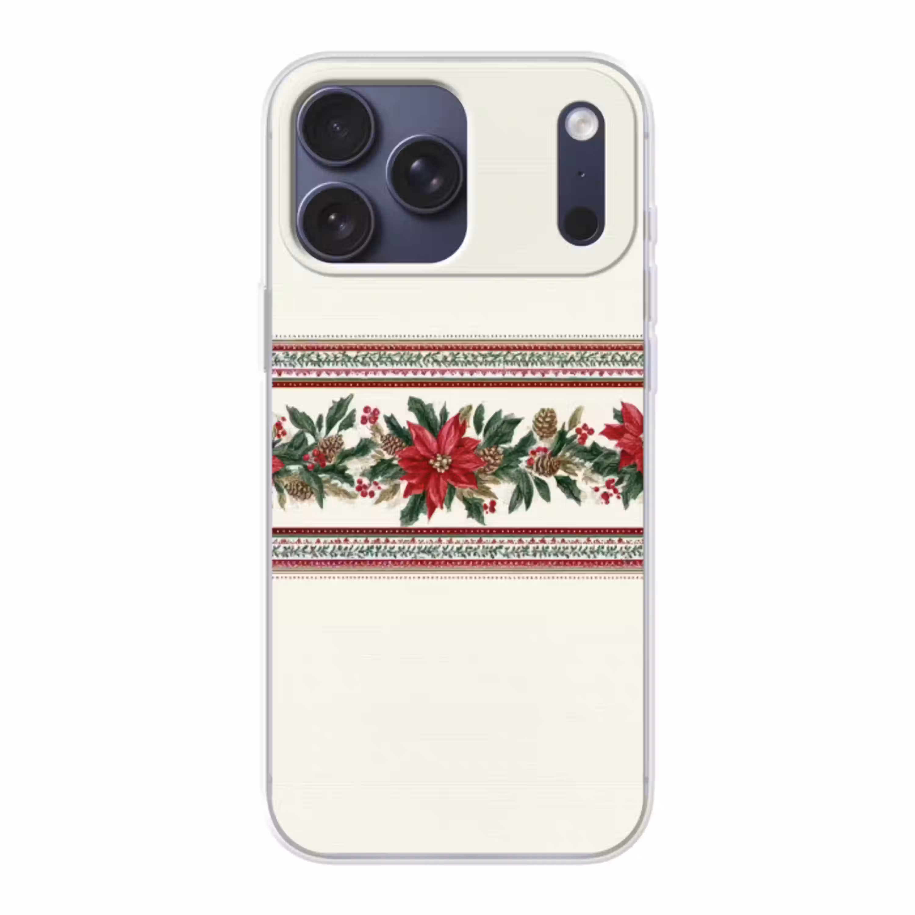 Kerststrook - Poinsettia - Rood - Groen Telefoonhoesje iPhone 17 Pro Max klein -3d