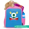 Dierenportret - Monster - blauw Kinderrugzak - Roze middel -inhoud_NL