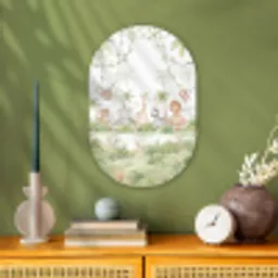 Dieren - Jungle - Pastel Wandcirkel Ovaal Forex klein -sfeer2