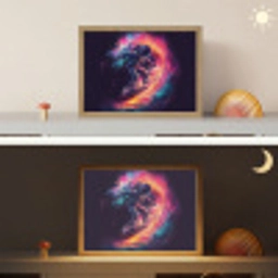 Astronaut - Ruimte - Surfen - Kleurrijk Light Box met batterij (Wandlamp kind) middel -sfeer3_kind