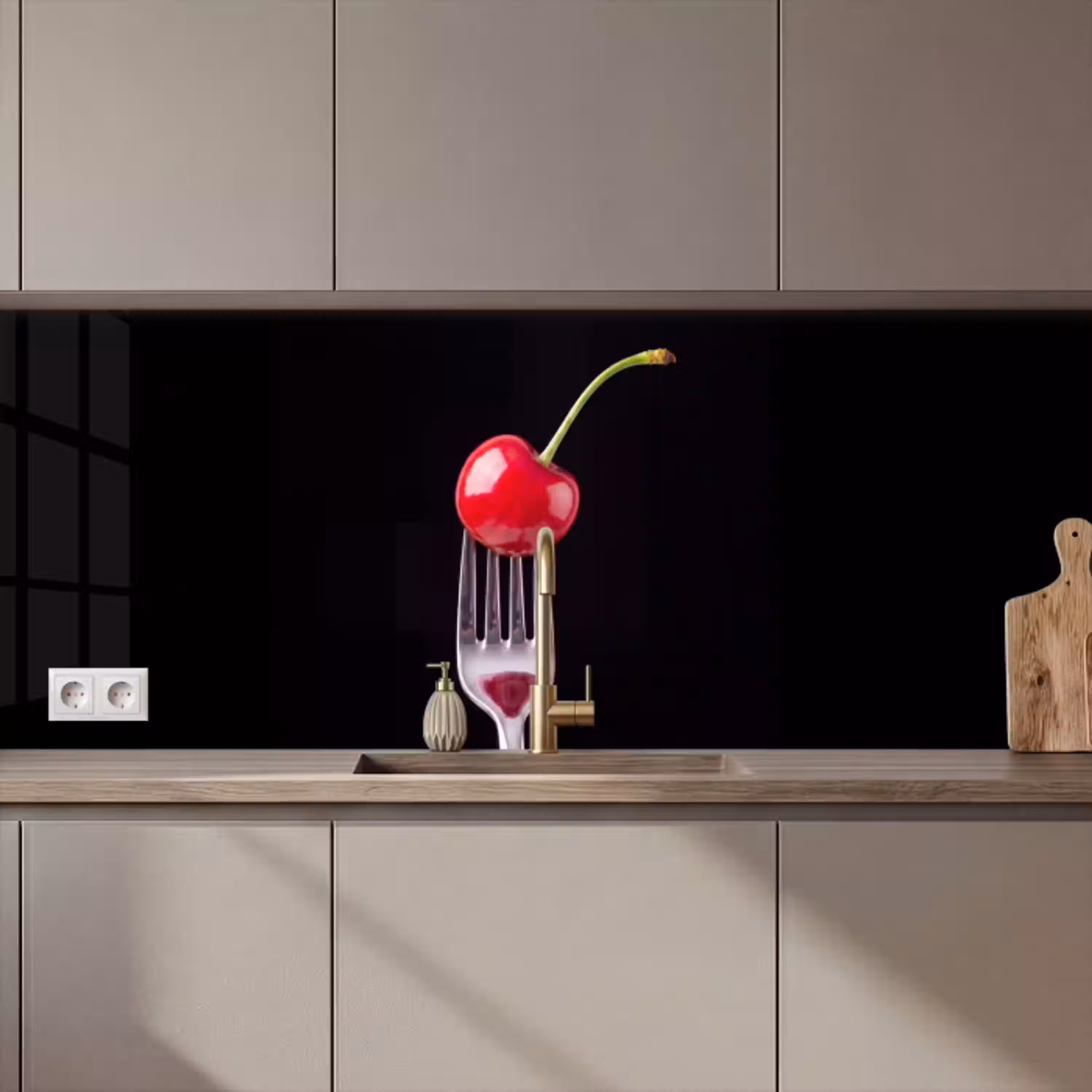 Rode kers - Vork keuken achterwand 2 middel zz_3dshopping