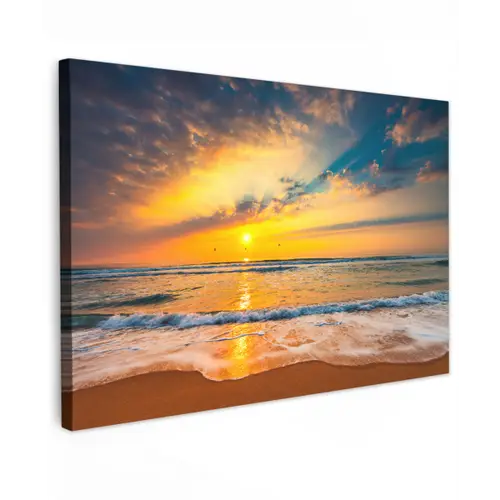 Zonsondergang - Strand - Zee - Wolken - Oranje canvas 2cm klein -z3d