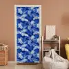 Palmblad - Patroon - Blauw deurposter klein 289 -sfeer1