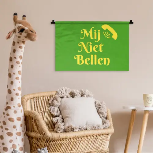 Mij niet bellen - Telefoon - Groen Wandkleed katoen klein -wsfeer5_kind