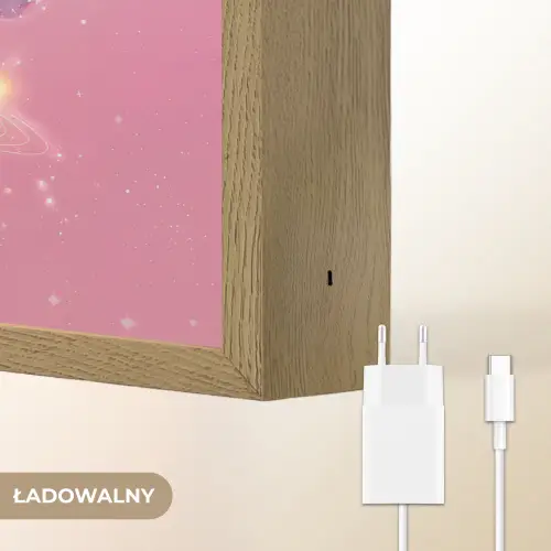Planeten - Roze - Sterren Light Box met batterij (Wandlamp kind) middel -USP_websiteoplaadbaarNL