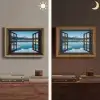 Doorkijk - Winterlandschap - Meer - Bergen - Uitzicht Light Box met batterij (Wandlamp) middel -sfeer3