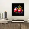 Kersen - Fruit - Graffiti - Verf - Abstract - Modern - Kleurrijk aluminium wit klein -sfeer1