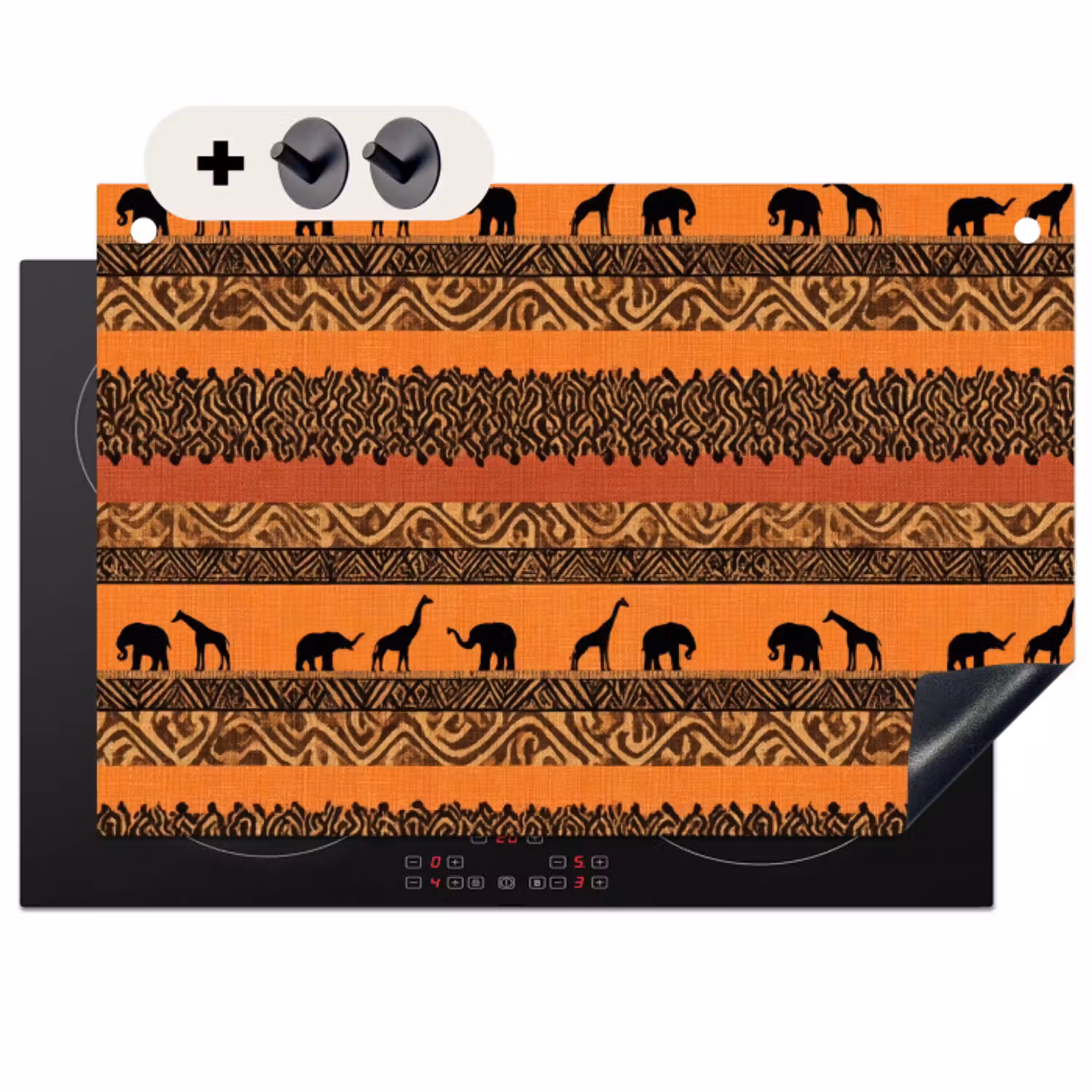 Oranje - Safari - Afrikaans - Dieren - Patroon Inductie beschemer met haakjes klein 777 -3d