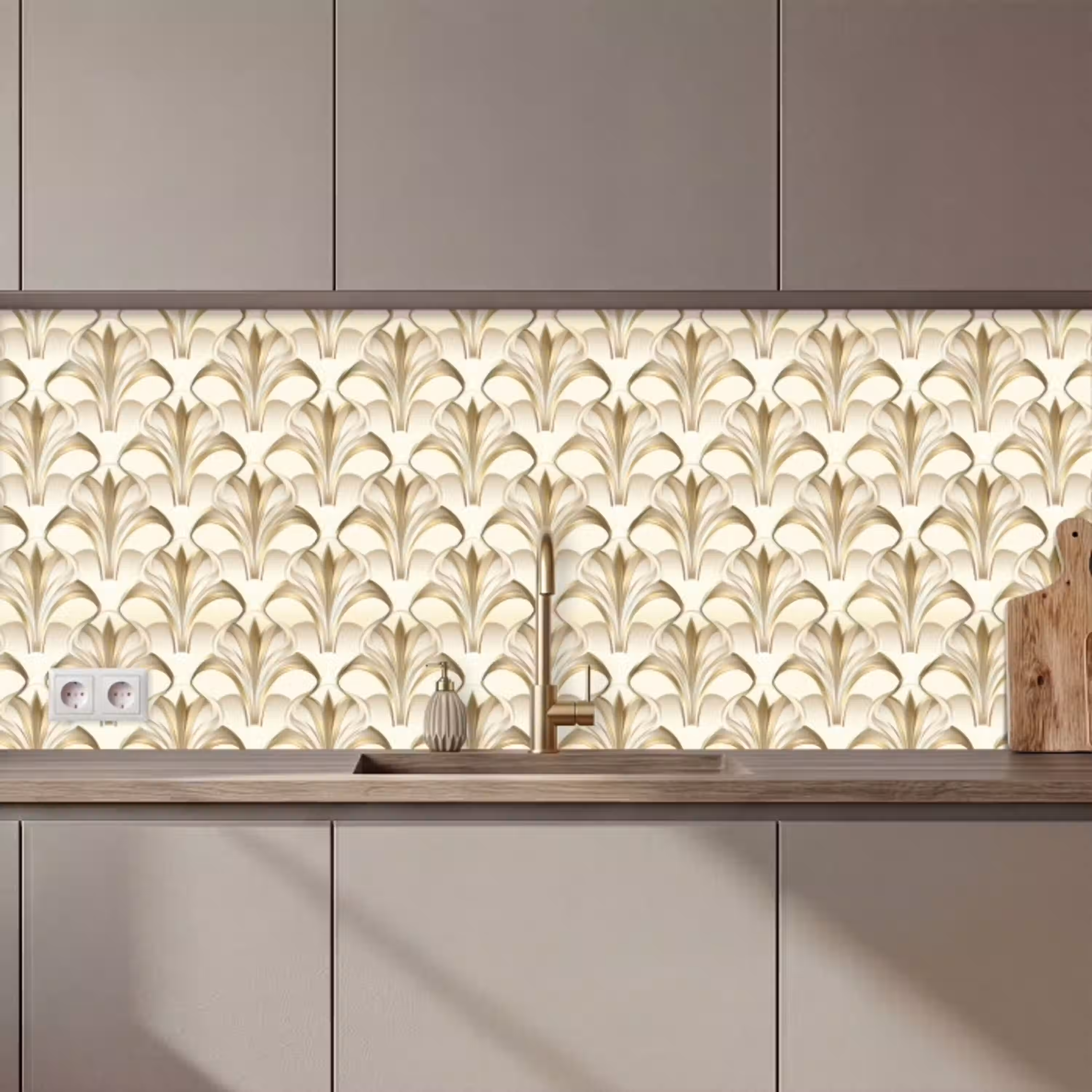 Ornament - Barok - Goud keuken achterwand 2 middel 871 zz_3dshopping