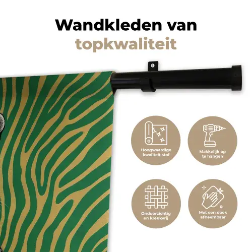 Panter - Zebrapatroon - Groen Wandkleed katoen klein -sfeer2