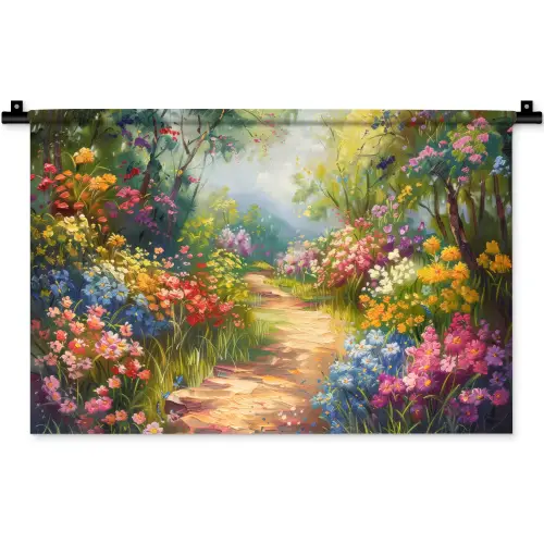Natuur - Landschap - Bloemen - Kleurrijk Wandkleed katoen klein -zz3d