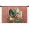 Tropische bladeren - Bloemen - Roze - groen Wandkleed katoen klein -zz3d