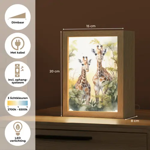 Giraffe - Wilde dieren - Natuur - Kinderen Light Box met kabel klein -USP_NL