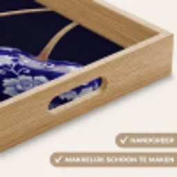 Porselein- Kersen - Delfts - Blauw Dienblad Rechthoek middel -USP_HandgreepNL