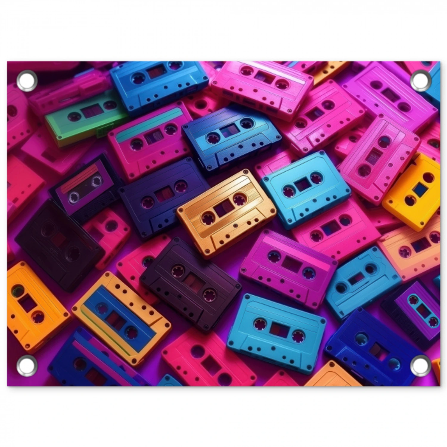 Cassetteband - Kleurrijk - Energiek tuinposter los doek klein -3d